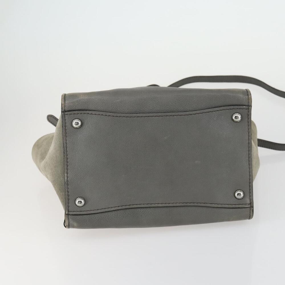 PRADA Studs Hand Bag Suede Leather 2way Gray Silver Auth BA8646 - Picture 5 of 16